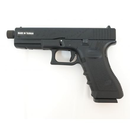 Страйкбольный пистолет KJW Glock G17 TBC Gas Black, удлин. ствол